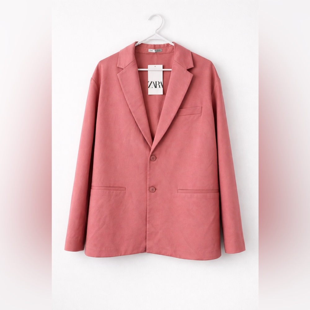 ZARA Dusty Rose Blazer Jacket Size Large NWT